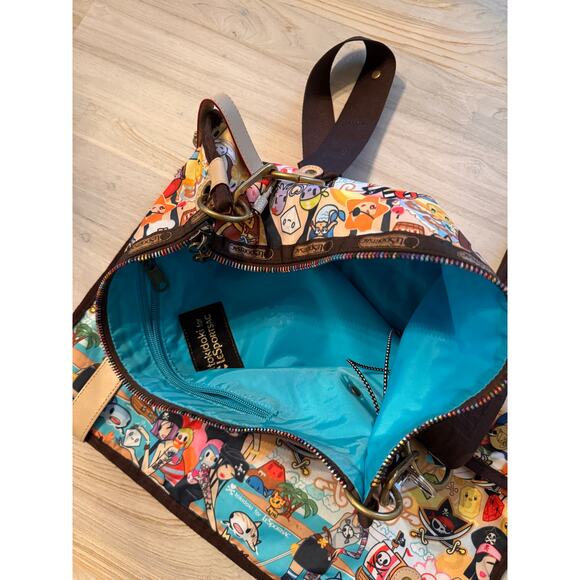 LESPORTSAC Tokidoki Corriere Pirates Messenger Large Foldable Shoulder Bag RARE - Picture 7 of 10